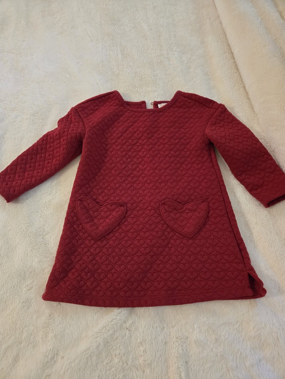 Cat & Jack Red Quilted Heart Pocket Kids Dress